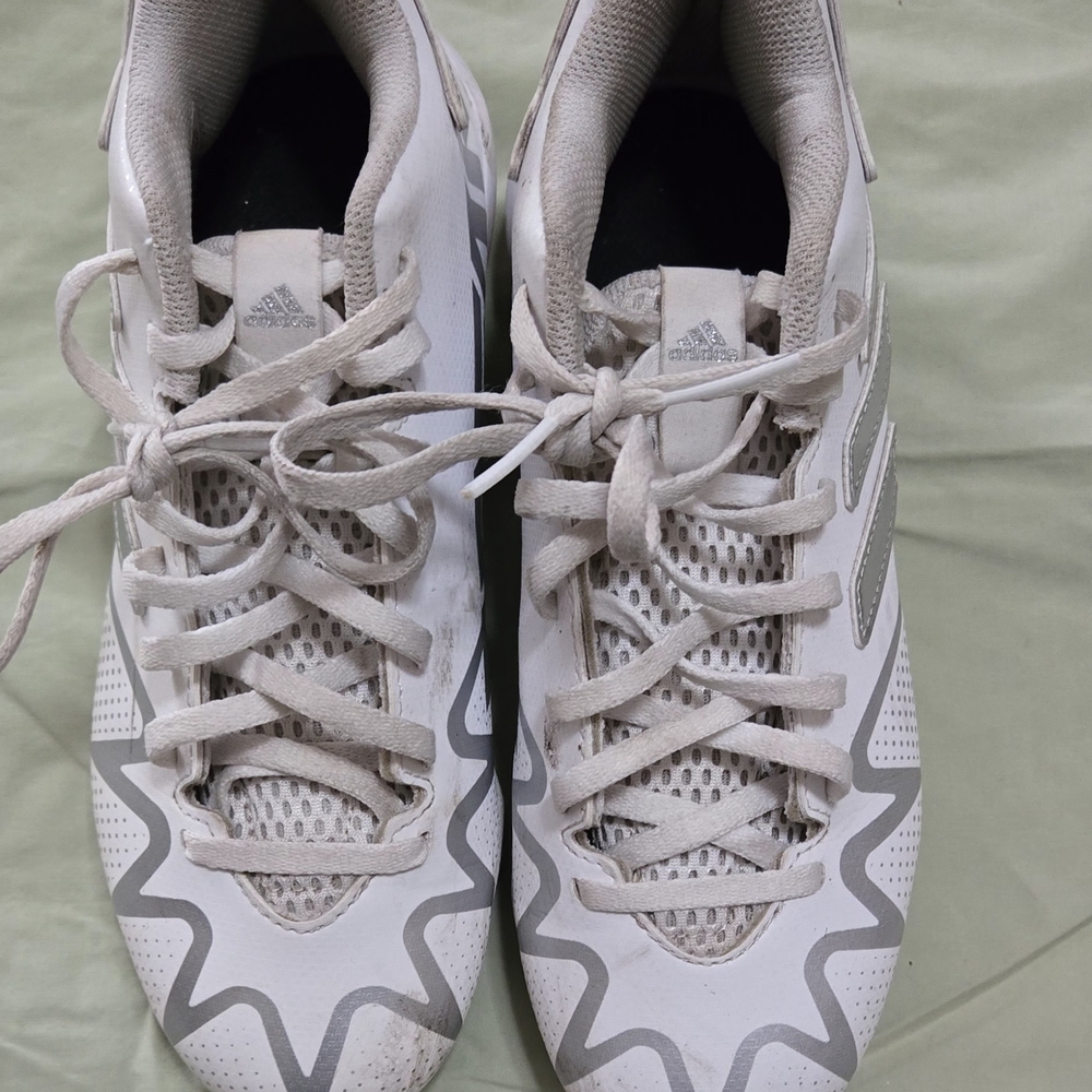 Adidas Youth White and Gray Football Cleats